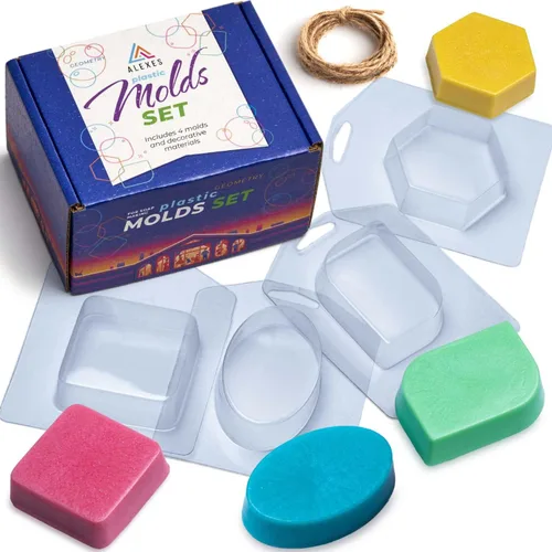 Vista 9 de Moldes de jabón para hacer jabón, juego de 4 moldes de plástico ALEXES - Molde de plástico para animales - Molde de plástico de pescado - Molde