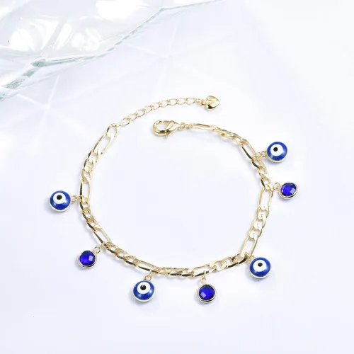 Vista 3 de Pulseras de mal de ojo para mujer, chapado en oro de 14 quilates, circonitas cúbicas para adolescentes, joyas de mal de ojo, circonita