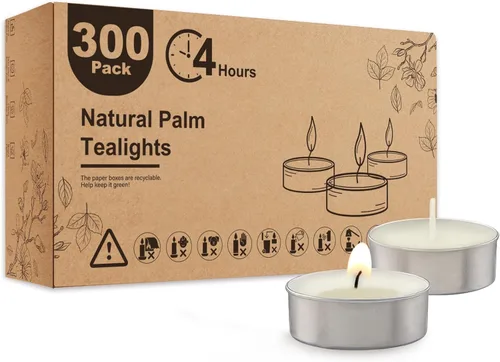 Vista 21 de Ashlux Velas de té sin perfume con forma de palma, paquete de 25 unidades a granel, 4.5 horas de combustión, velas de té blancas de larga duración