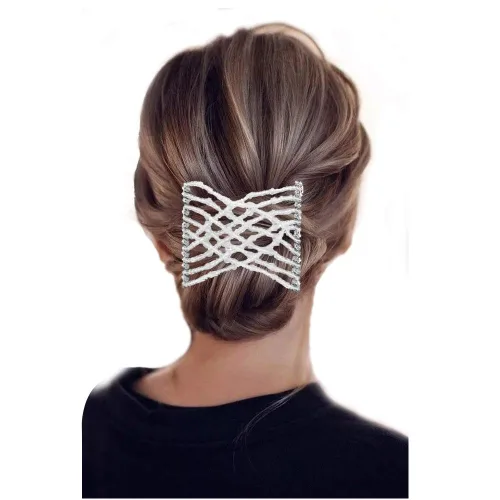 Vista 6 de 3 piezas de accesorios para el cabello con cuentas elásticas vintage mágicas para mujeres, señoras, niñas, pinzas elásticas para el cabello