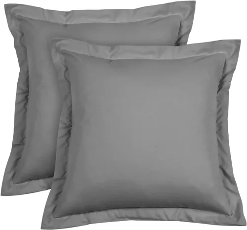 Vista 10 de Euro Sham Covers - Juego de 2 fundas de almohada de 24 x 24 pulgadas, color negro, 600 hilos, 100% algodón egipcio, paquete de 2 fundas de almohada