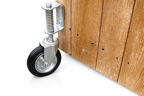 Vista 7 de Tech Team - Rueda giratoria para puerta #884 – 8 pulgadas con resorte plano sin resorte, soporte anti-hundimiento, soporte resistente para puertas