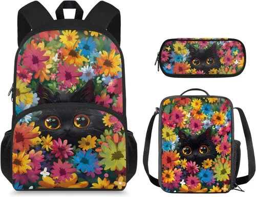 Vista 18 de Mochila 3D Otter para niños de 9 a 11 años, bonita mochila para niñas para la escuela, mochila elegante para niños con lonchera y bolsa