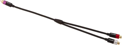 Vista 4 de Amazon Basics Cable divisor RCA Y-Adaptador, 2-hembra a 1 macho, chapado en oro, para subwoofer y reproductor de CD, doble blindado, 12