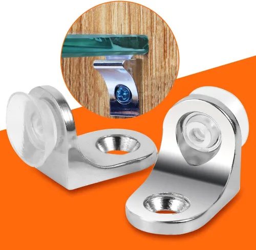 Vista 5 de Soportes para estantes de vidrio de aleación de zinc, chapados, plateados, paquete de 10, con ventosas, 9.8 x 5.9 pulgadas, soporte de estante