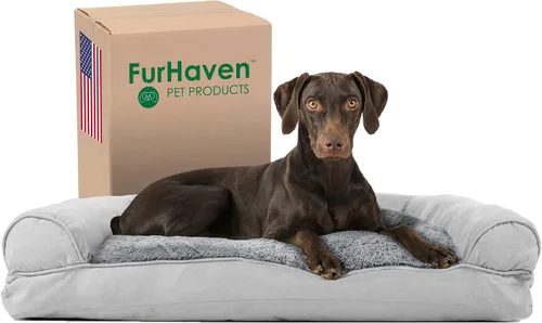 Vista 31 de Furhaven - Cama para perros, cojín de almohada tradicional sofá y colchón de espuma rectangular terapéutico de lujo con funda extraíble para perros