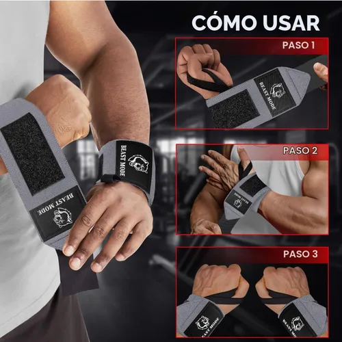 Vista 7 de TECEUM Muñequeras elásticas de algodón para levantamiento de pesas con trabillas para el pulgar, 1 par
