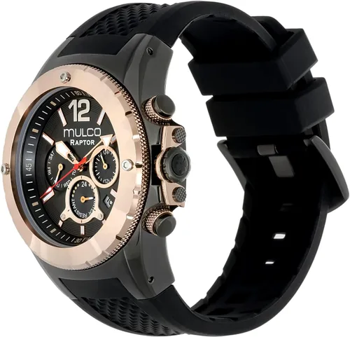 Vista 2 de MULCO Relojes para hombre - Kripton, caja de acero inoxidable plateada con correa de silicona para la muñeca, movimiento multifuncional de cuarzo