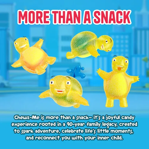 Vista 6 de ChewzMe Tangy Turtlz - Gomitas rellenas de gelatina con forma de tortuga envueltas individualmente en varios sabores, 8.46 onzas (paquete de 1)