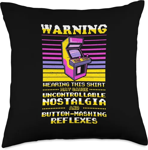 Vista 4 de Retro Gaming Gifts Video Player Retro Gamer Classic 80s Arcade Game - Almohada de 16 x 16 pulgadas, multicolor
