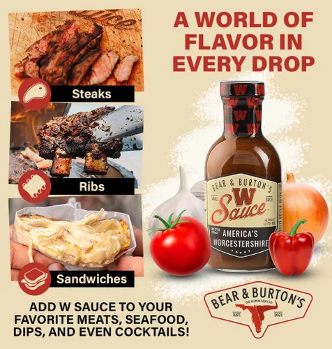 Vista 3 de Bear and Burtons W Sauce Mezcla distintiva de salsa Worcestershire Perfecta para bistecs, aderezos y marinadas 12 onzas - Paquete de 2