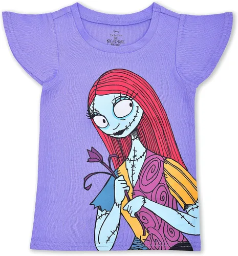 Vista 4 de Disney Nightmare Before Christmas - Camiseta para niñas pequeñas, paquete de 3 unidades, para niños pequeños y grandes, color negrolilamulticolor