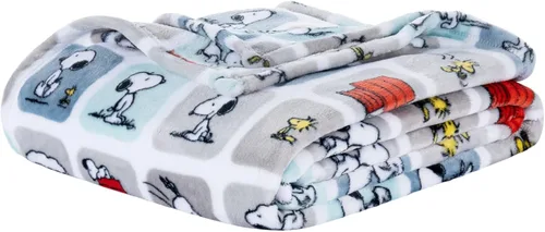 Vista 42 de Berkshire Peanuts® VelvetLoft® - Manta de felpa de Snoopy con bonito personaje, acogedora manta Fairisle Crimson Neutral, manta de 55 x 70 pulgadas