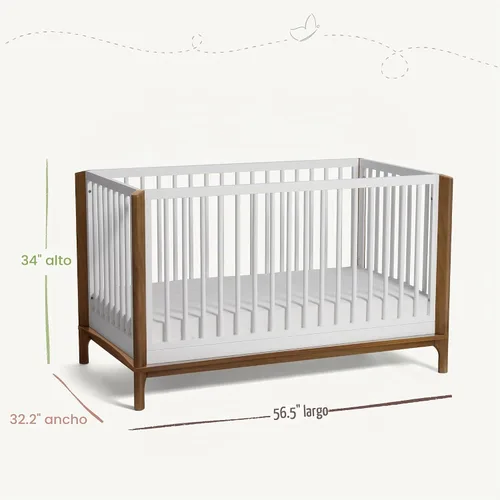 Vista 2 de Little Seeds Laurel - Cuna convertible 4 en 1 para bebé, color negro y castaño