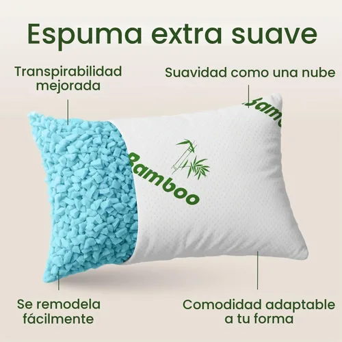Vista 3 de Almohada de espuma viscoelástica triturada tamaño Queen – Almohada de cama refrescante para dormir para el estómago, la espalda y el cuerpo – 1