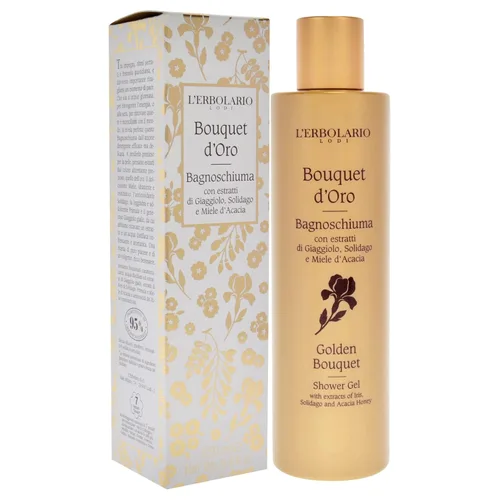 Vista 3 de L'Erbolario Gel de ducha – Jabón corporal hidratante – Tonificante y protector de jabón corporal antioxidante con miel y extractos florales – Golden