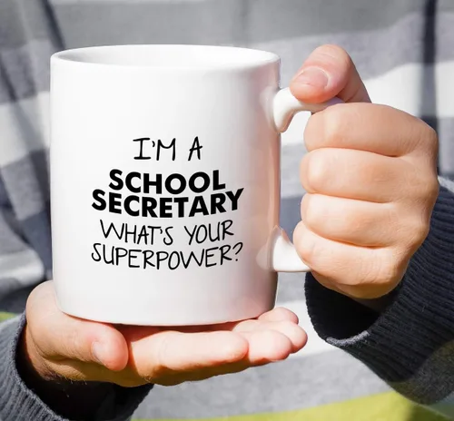 Vista 4 de Retreez Taza divertida – I'm a School Secretary What's Your Superpower? Tazas de café de cerámica de 11 onzas – Divertido, sarcasmo, motivacional
