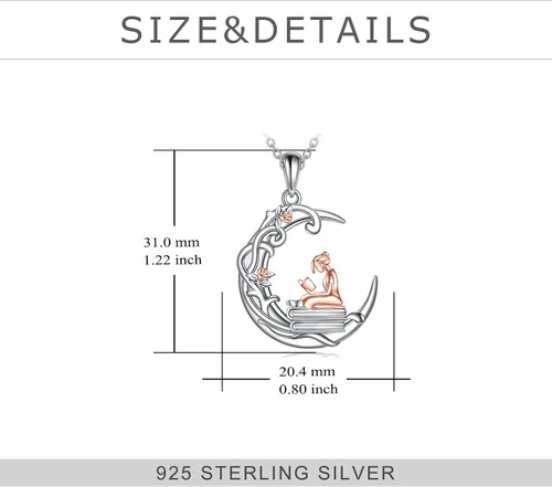 Vista 4 de YFN Collar de plata de ley 925 para amantes de los libros, colgante de lectura para mujer, regalo de graduación, joyería para estudiantes, amigos