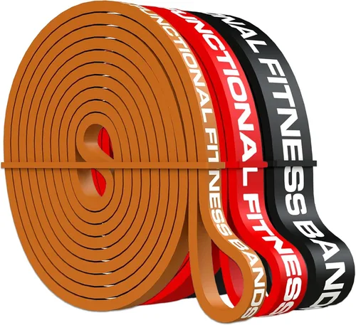 Vista 4 de Rubberbanditz Juego de 3 bandas de asistencia para dominadas por Functional Fitness. Bandas de entrenamiento de resistencia y asistencia resistentes