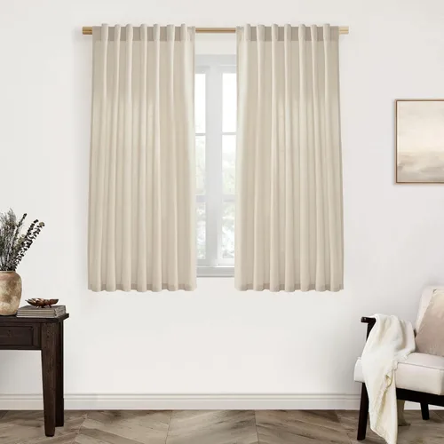 Vista 47 de XTMYI - Cortinas transparentes de 54 pulgadas de largo, juego de 2 paneles para baño, cortinas cortas de lino y algodón con semi privacidad