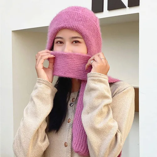 Vista 4 de Gorro de punto con forro polar suave y elástico para invierno
