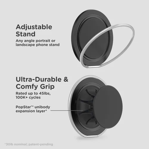 Vista 3 de PopSockets Agarre Low-Pro para MagSafe, perfil delgado, color negro
