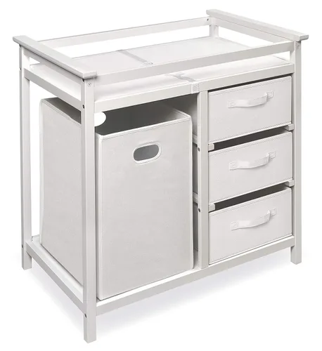 Vista 10 de Badger Basket - Mesa moderna para cambiar a los bebés, con canasta para la ropa sucia Gris/Blanco