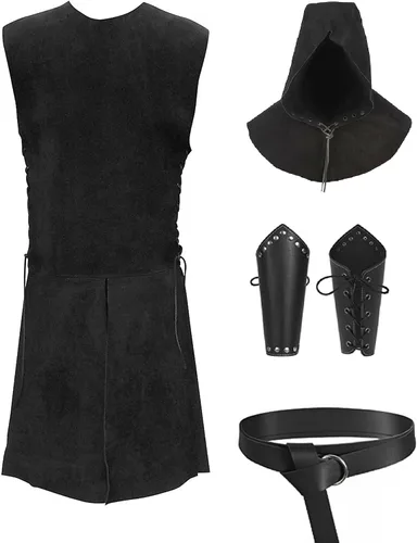 Vista 3 de Armadura medieval para el pecho para hombre, disfraz de caballero de caballero, armadura de cuero vikingo, LARP, Halloween, fiesta de cosplay