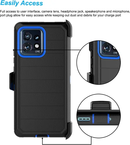 Vista 4 de Njjex Funda para Moto Edge Plus 2023, para Motorola Edge+ 5G UW 2023/Edge 40 Pro/Edge X40 con clip para cinturón, protector de cuerpo completo