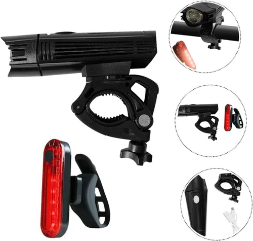 Vista 9 de Toddmomy Rechargeable Bike Light Set Front and Rear LED Bicycle Safety Lamp Waterproof USB Charging Cycling Headlight Taillight Combo for Night
