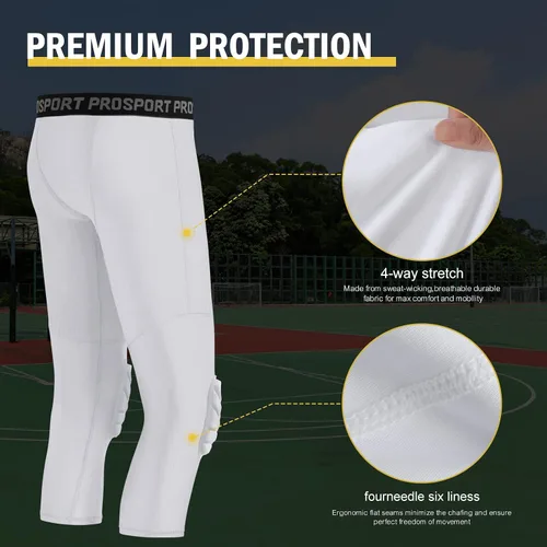 Vista 19 de Paquete de 2 pantalones de baloncesto para hombre con rodilleras 3/4 capri acolchadas, mallas de compresión deportivas, capa base atlética