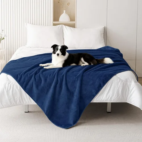 Vista 21 de Smiry Manta de cama impermeable para perro, manta a prueba de fugas para cama y sofá, reversible, de forro polar sherpa, funda protectora de muebles