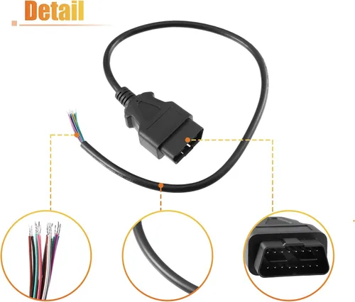 Vista 6 de X AUTOHAUX 2 unids 16-Pin J1962 OBDII OBD2 Conector macho Herramienta de diagnóstico Adaptador Cable conector