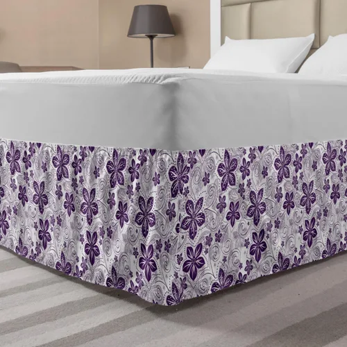 Vista 23 de Lunarable Falda de cama elástica de trébol, tréboles de cultura irlandesa con temática del día de San Patricio, 4 hojas, falda de cama de tela