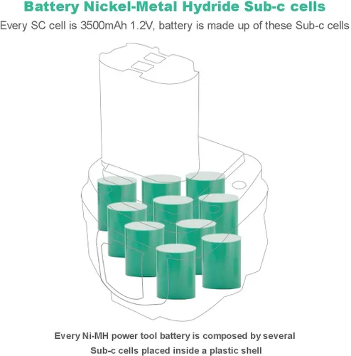 Vista 5 de CREABEST Paquete de 2 baterías mejoradas de 3500 mAh Ni-MH para Makita 12V 192598-2 1220 1200 1201 1222 1233 1234 1235 PA12 1235A 1235B 1235F