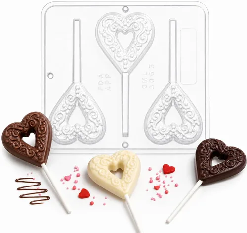 Vista 4 de Molde de caramelo de chocolate piruleta de corazón Día de San Valentín 3063