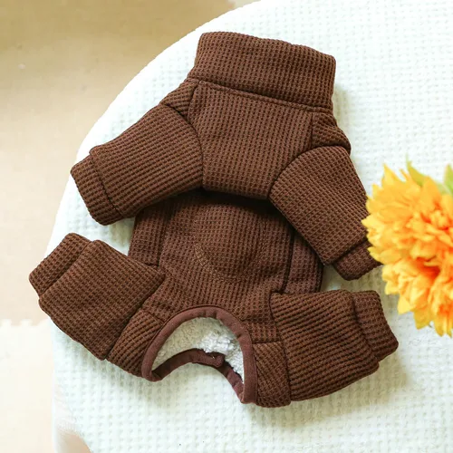 Vista 6 de Ropa para perros pequeños, cuello alto, abrigo de forro polar para otoño e invierno, overol para perro, pijama para cachorros, ropa de gato