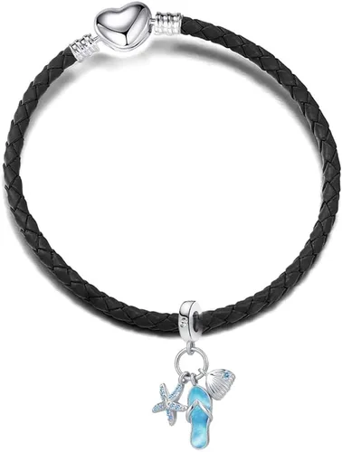 Vista 6 de GMXLin Silla de playa con diseño de tortuga y estrella de mar y concha de mar, colgante para pulsera para mujer