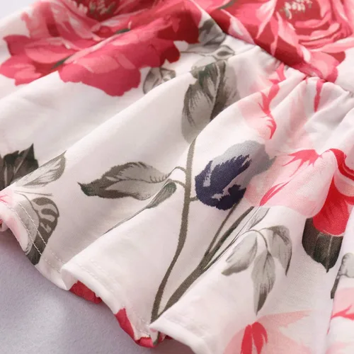 Vista 6 de CARETOO Conjunto de pantalón de manga larga con estampado floral y volantes para niñas