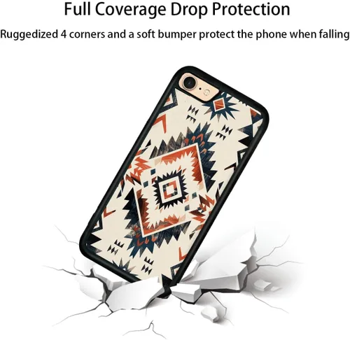 Vista 2 de Funda de teléfono Qizijio estilo azteca a prueba de golpes y protectora para iPhone 7/8/SE