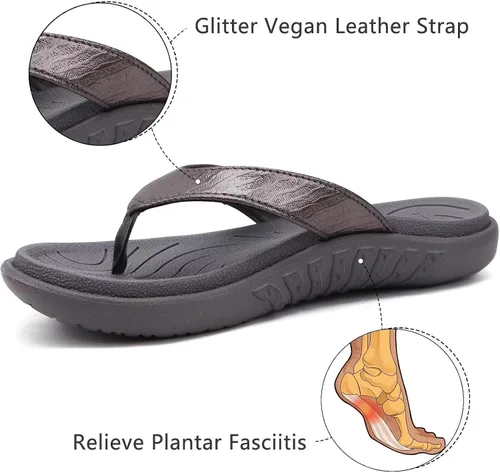 Vista 5 de jiajiale - Sandalias ortopédicas de moda para mujer, ligeras, cómodas, gruesas, acolchadas, tipo pata de gallo, con soporte de arco para fascitis