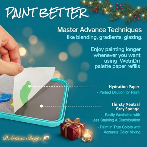 Vista 5 de WetNDri Papel de Paleta Desechable para Pintura Acrílica. Paquete de Recambio de 100 Piezas de Papel de Paleta para Paleta Húmeda para Pintar