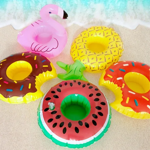 Vista 6 de Flotador inflable de piña tropical y soporte para bebidas de juguete para piscina