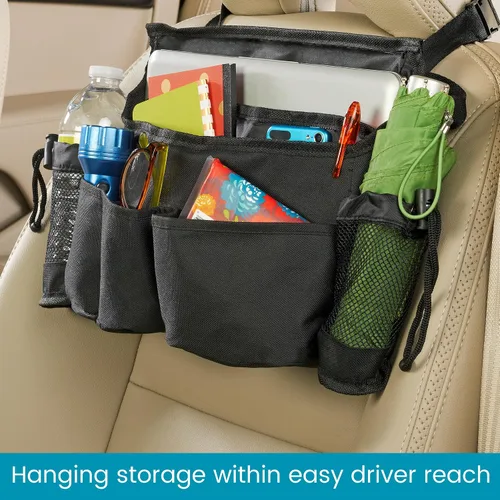Vista 2 de Organizador para asientos de automóvil, de la marca High Road, pack de 2, XL, Negro