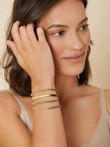 Vista 69 de Long tiantian Pulsera de oro gruesa para mujer, pulseras de oro delicadas, pulseras para mujer, pulseras apilables de eslabones de cadena