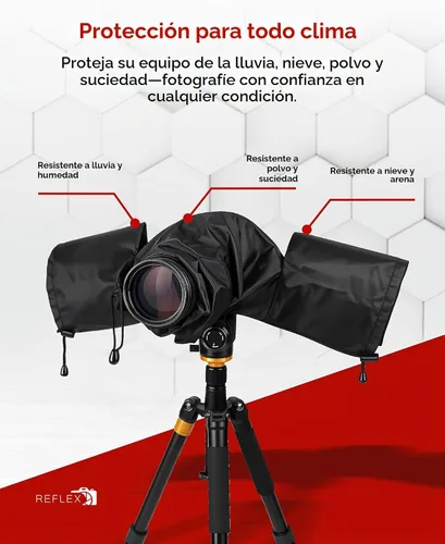 Vista 4 de REFLEX CAMERA Funda protectora universal impermeable para lluvia DSLR/SLR con mangas de cordón y ventana de visión transparente para Sony, Canon
