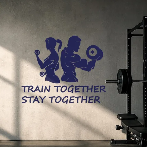 Vista 3 de Vinilo adhesivo para pared, gimnasio en casa, pareja, fitness, culturismo, cita deportiva, pegatinas de arte, mural, decoración grande (ig5574)