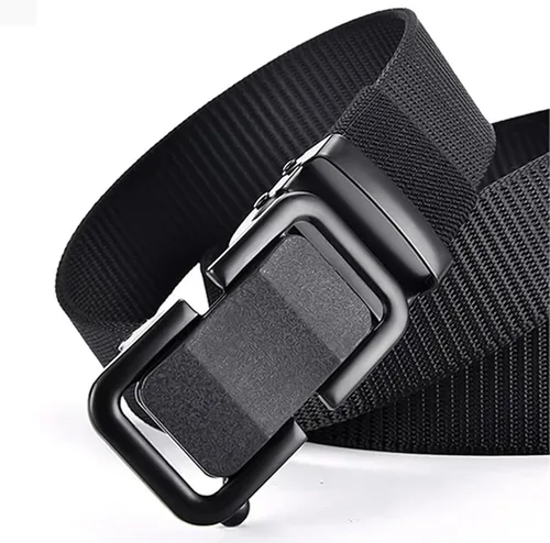 Vista 7 de Cinturón táctico de nailon para hombre, cinturón de trinquete para actividades al aire libre con hebilla de cinturón de seguridad resistente