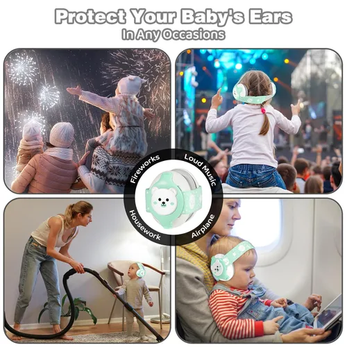Vista 7 de Orejeras para bebé, Auriculares para bebés con cancelación de ruido, protección auditiva infantil con diadema ajustable, auriculares para bebés a