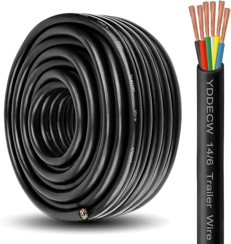 Vista 24 de Cable de Remolque de 4 Vías - Calibre 14, 4 Conductores, 10 Pies, Extensión de Cable Resistente de Cobre Puro, Cordón de Cableado para Remolque RV